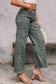 Rose Leopard Frayed Edge Wide Leg High Waist Jeans