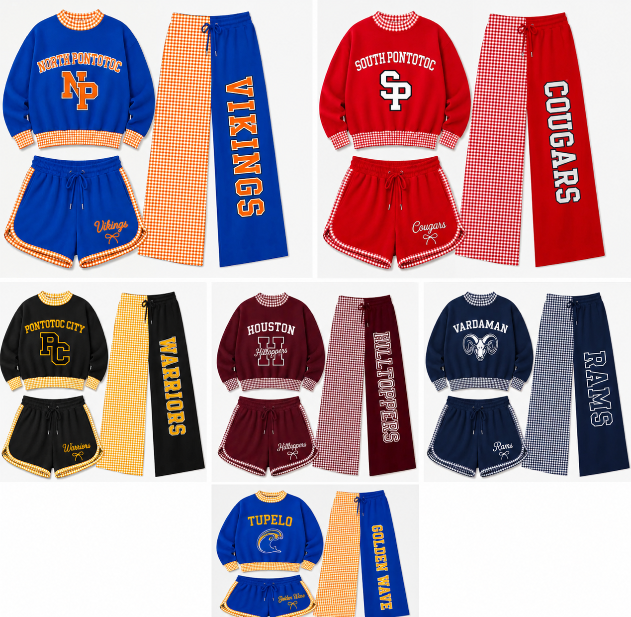 Custom Gingham Spirit Shorts OR Pants Set - Pre- Order