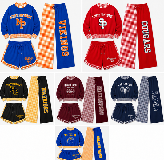 Custom Gingham Spirit Shorts OR Pants Set - Pre- Order