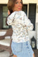 Beige Camouflage Print Relaxed Drawstring Hoodie