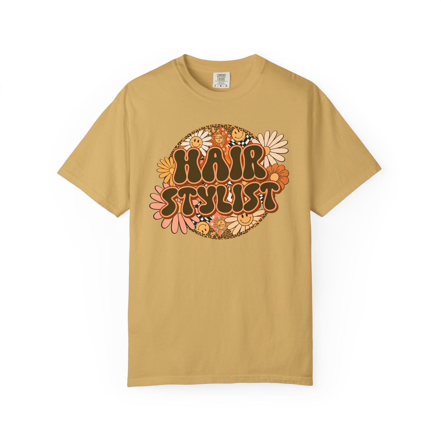 Hair Stylist T-Shirt — Retro Floral ‘Hair Stylist’ Tee