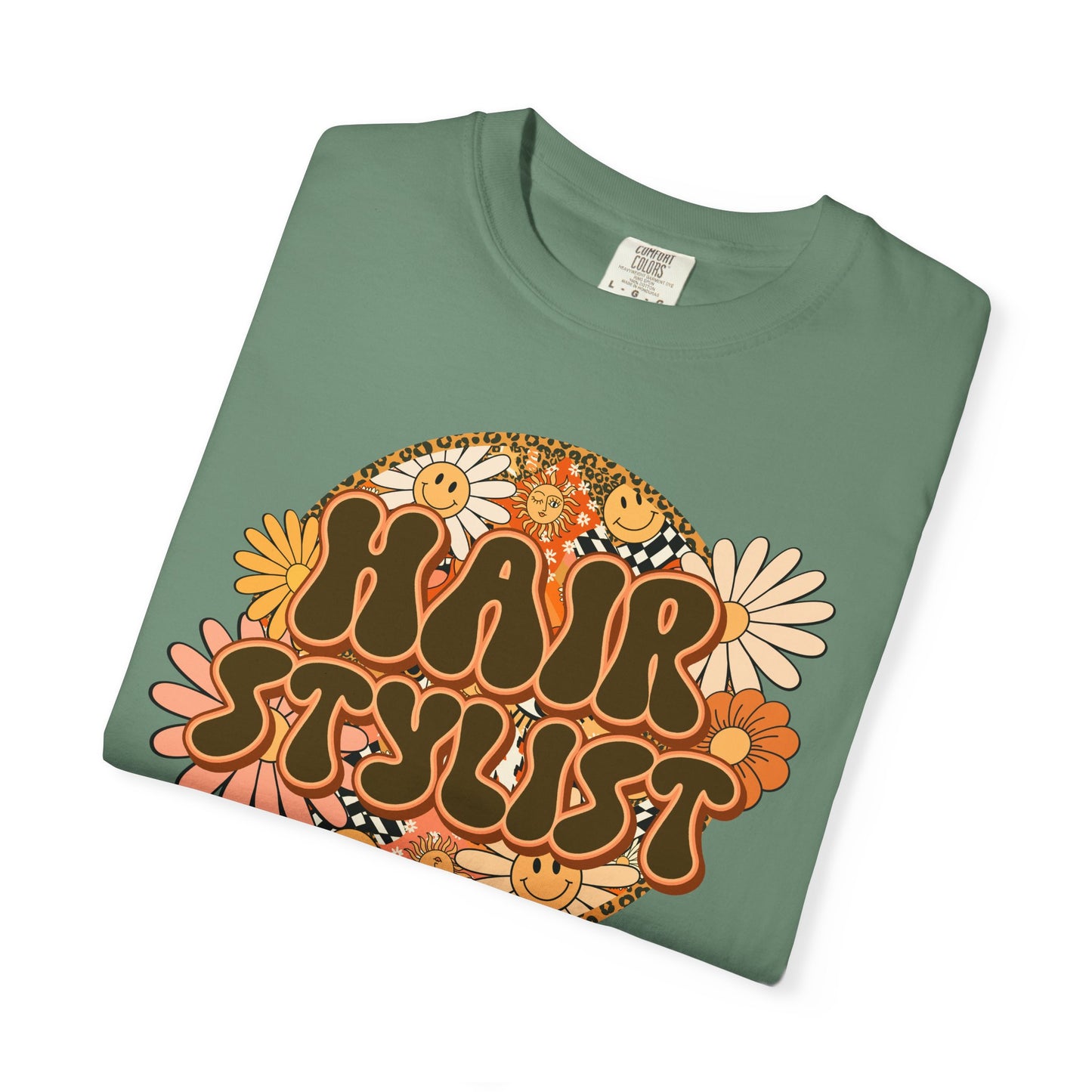 Hair Stylist T-Shirt — Retro Floral ‘Hair Stylist’ Tee