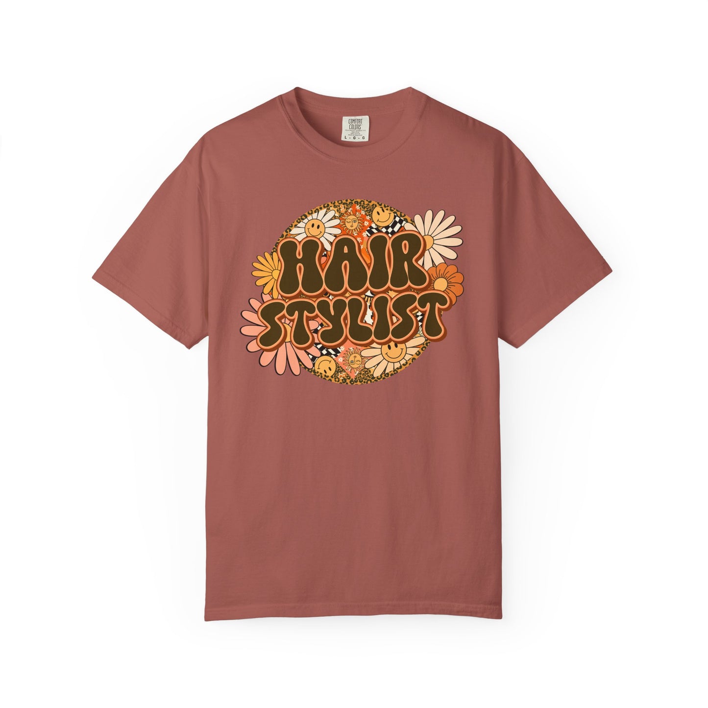 Hair Stylist T-Shirt — Retro Floral ‘Hair Stylist’ Tee