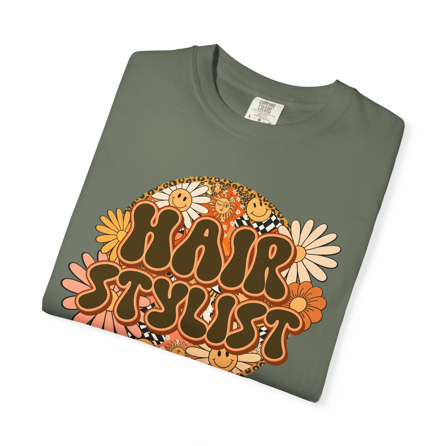 Hair Stylist T-Shirt — Retro Floral ‘Hair Stylist’ Tee