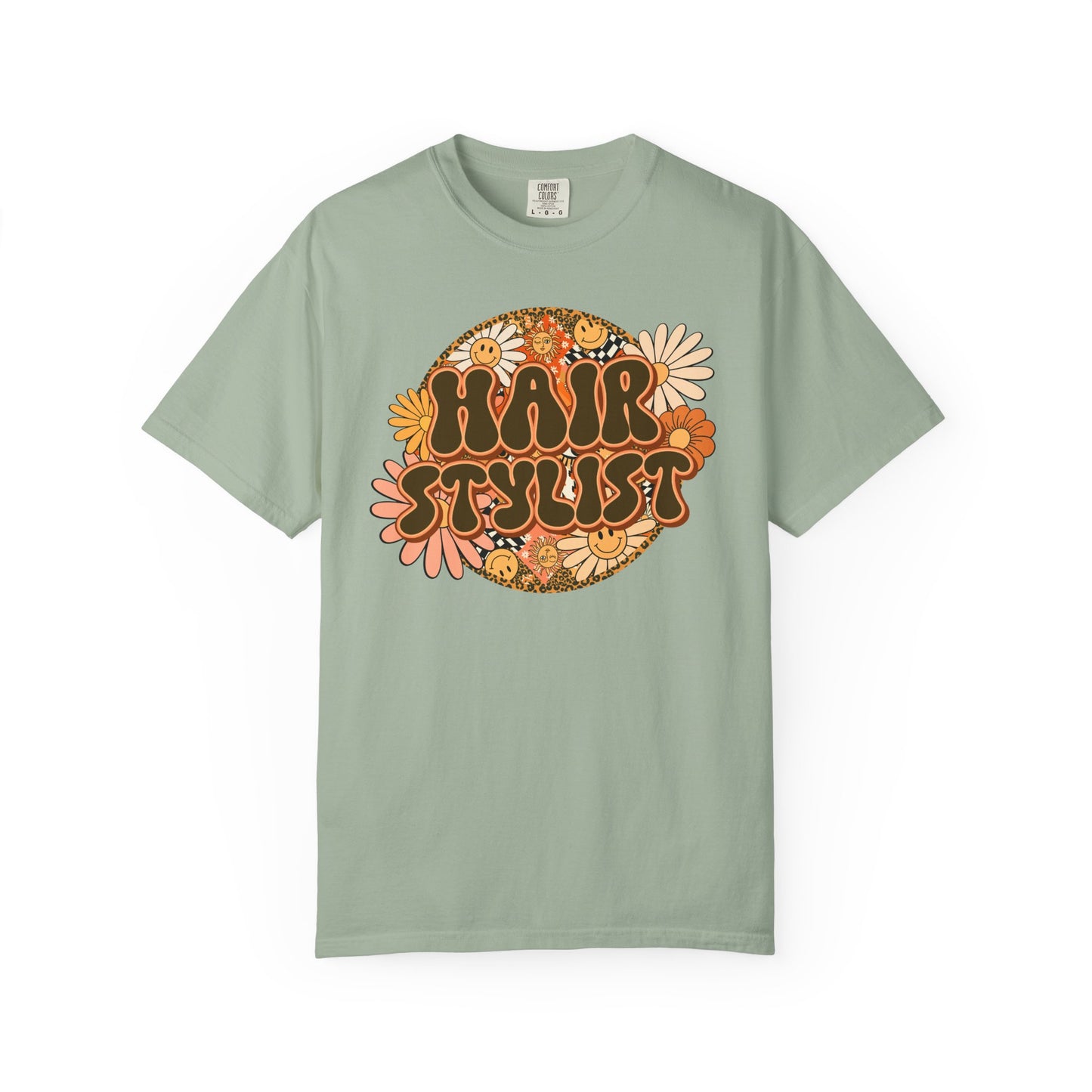 Hair Stylist T-Shirt — Retro Floral ‘Hair Stylist’ Tee