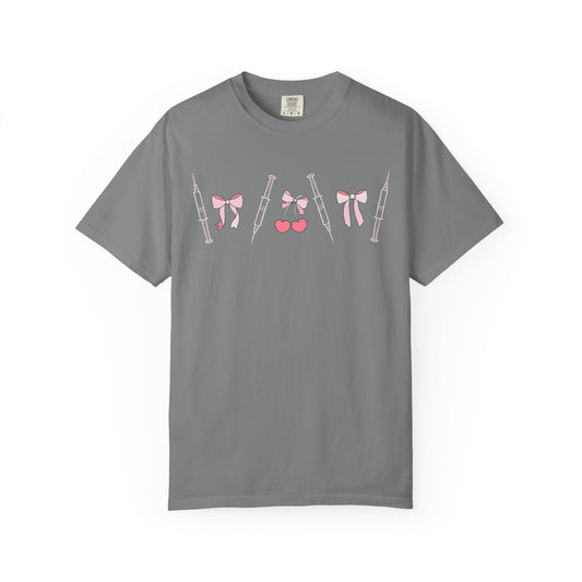 Injector & Cherry Design T-Shirt — Cute Pink Bows & Cherries Injector Tee