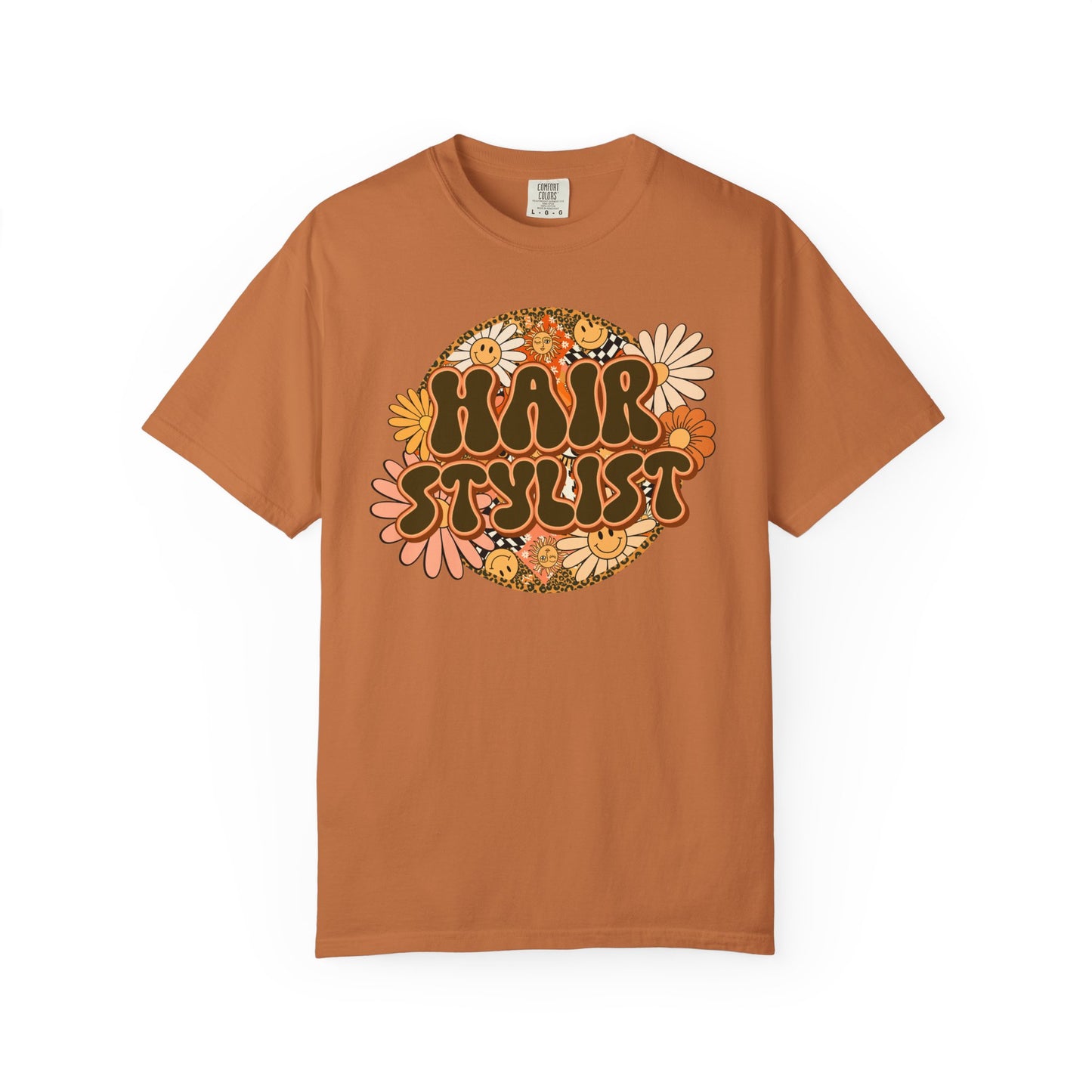 Hair Stylist T-Shirt — Retro Floral ‘Hair Stylist’ Tee