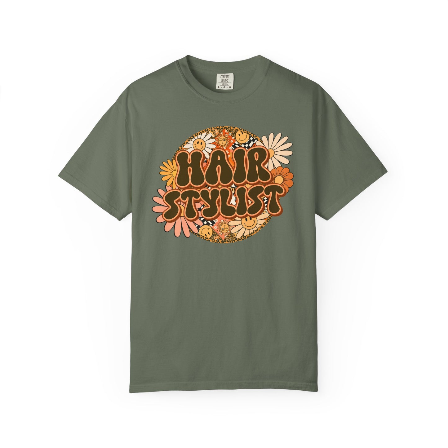 Hair Stylist T-Shirt — Retro Floral ‘Hair Stylist’ Tee