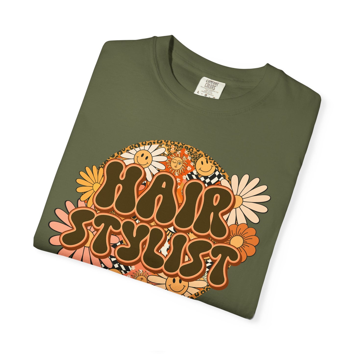 Hair Stylist T-Shirt — Retro Floral ‘Hair Stylist’ Tee