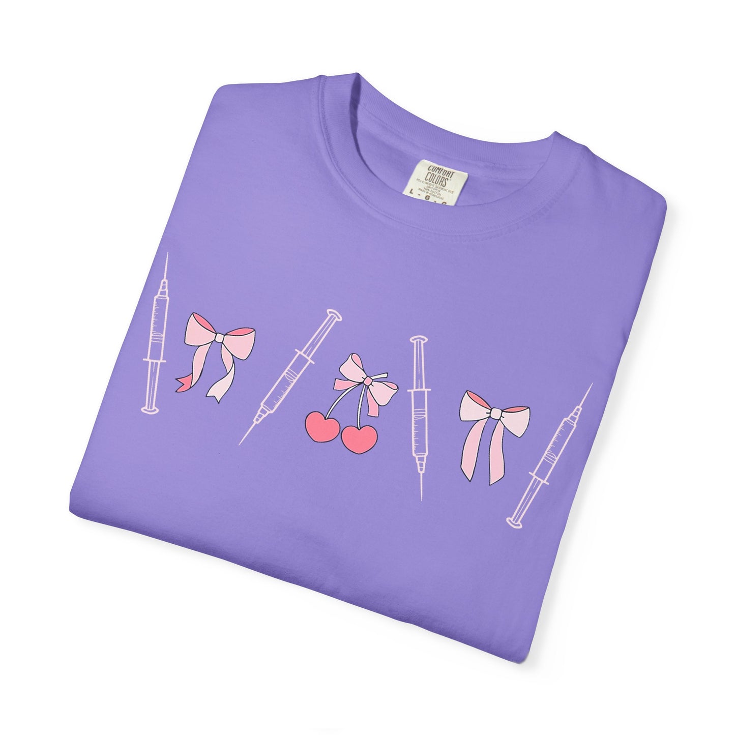 Injector & Cherry Design T-Shirt — Cute Pink Bows & Cherries Injector Tee