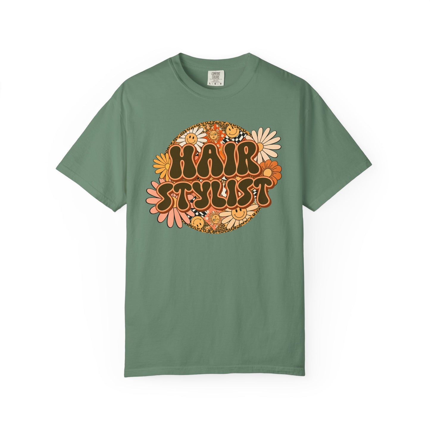 Hair Stylist T-Shirt — Retro Floral ‘Hair Stylist’ Tee