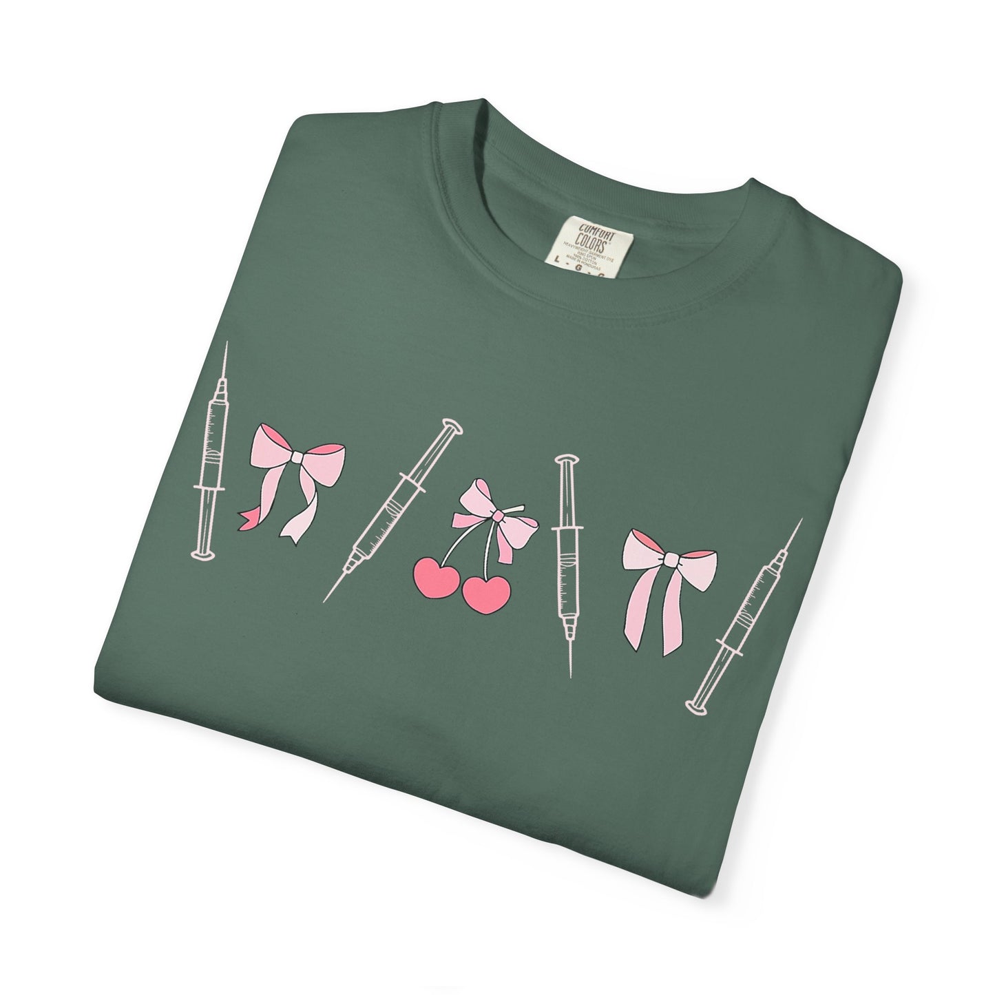 Injector & Cherry Design T-Shirt — Cute Pink Bows & Cherries Injector Tee