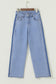 Beau Blue Contrast Stripe Frayed Side Panel Patchwork Shift Jeans