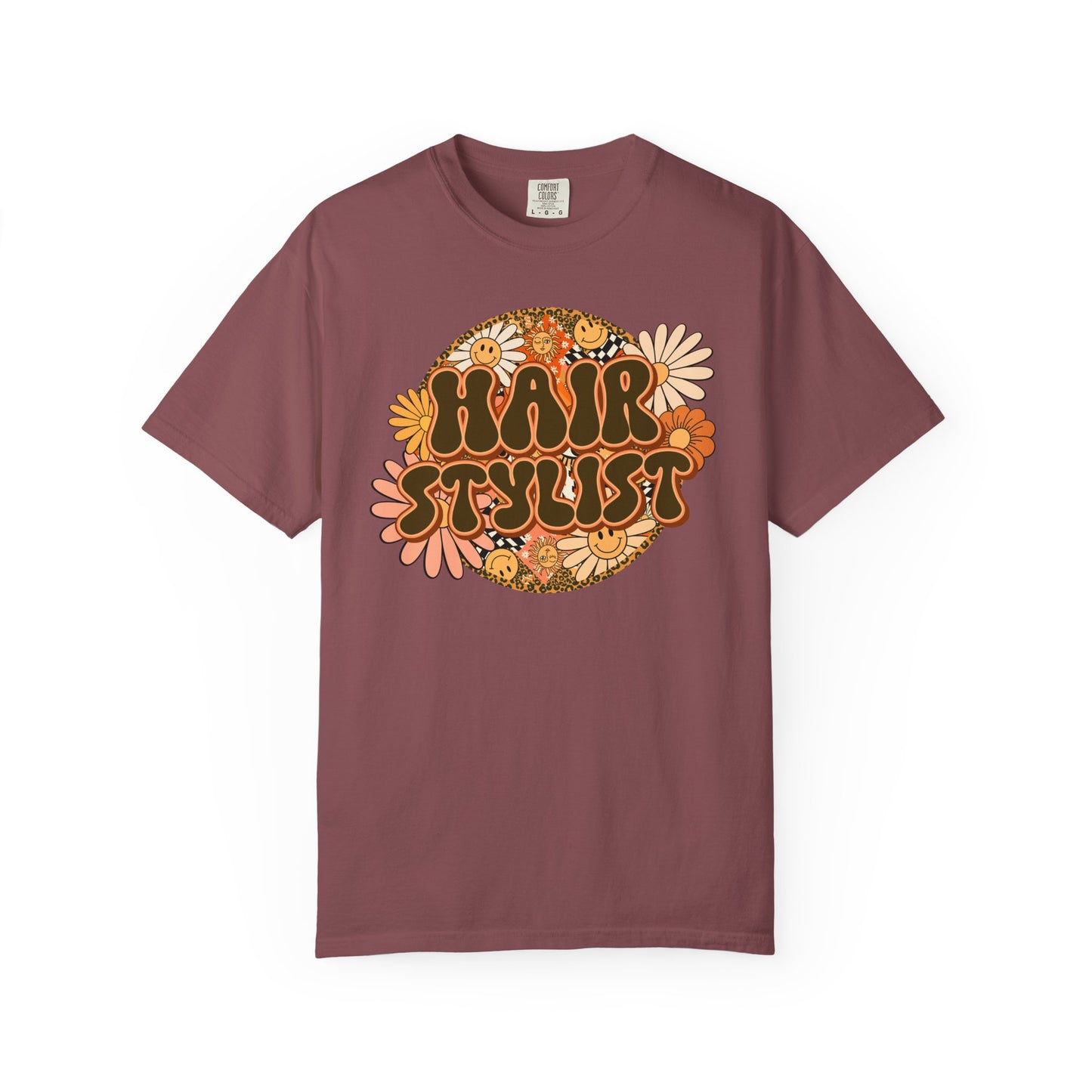 Hair Stylist T-Shirt — Retro Floral ‘Hair Stylist’ Tee