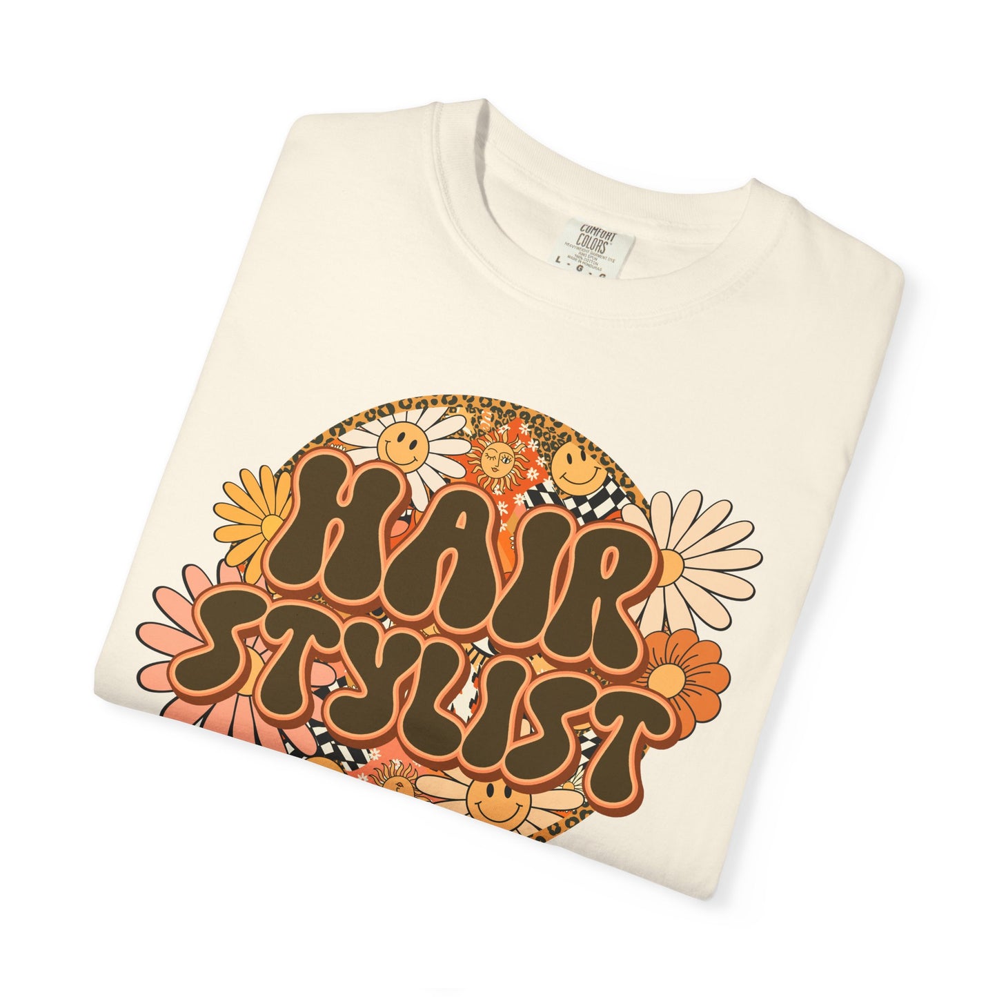 Hair Stylist T-Shirt — Retro Floral ‘Hair Stylist’ Tee