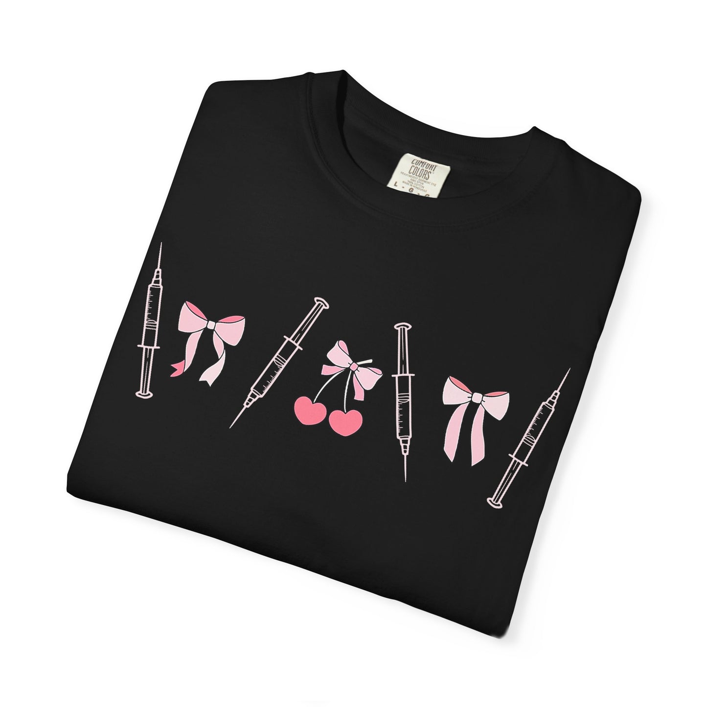 Injector & Cherry Design T-Shirt — Cute Pink Bows & Cherries Injector Tee