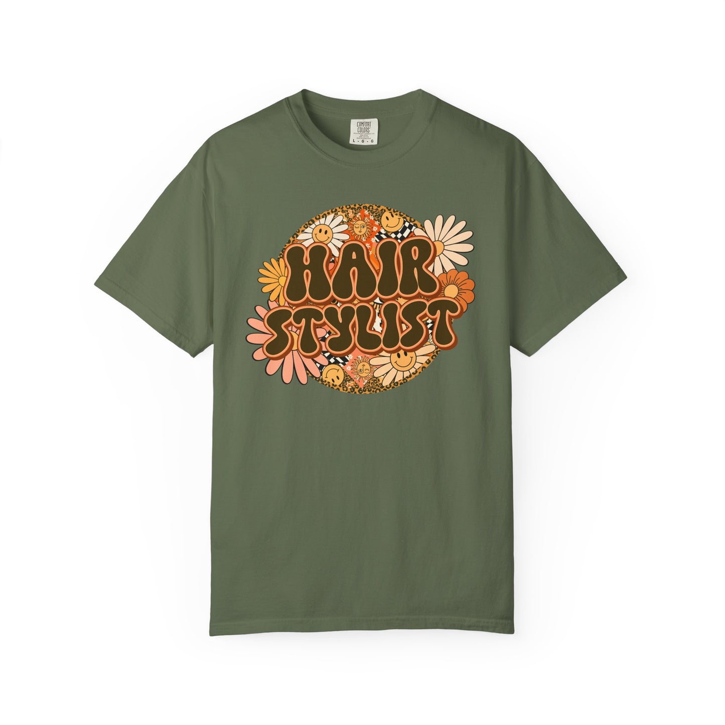 Hair Stylist T-Shirt — Retro Floral ‘Hair Stylist’ Tee