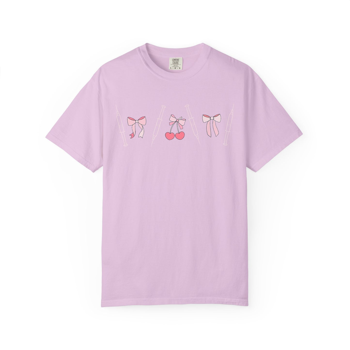 Injector & Cherry Design T-Shirt — Cute Pink Bows & Cherries Injector Tee