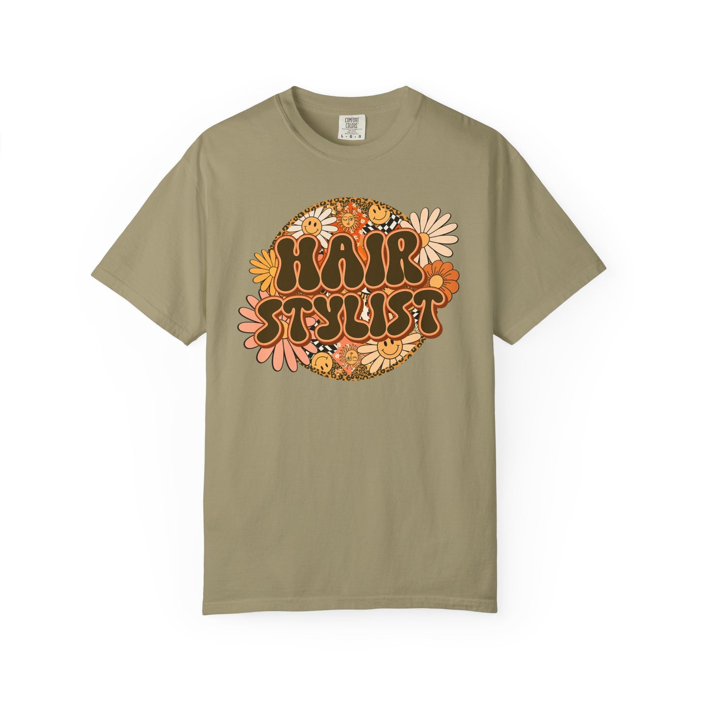 Hair Stylist T-Shirt — Retro Floral ‘Hair Stylist’ Tee