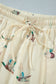 Beige Duck Print Short Sleeve Top Pocket Pants 2pcs Casual Set