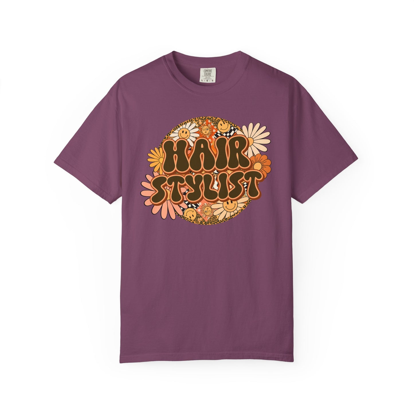 Hair Stylist T-Shirt — Retro Floral ‘Hair Stylist’ Tee