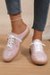 White Shiny Leopard Print Lace up Slip On Shoes