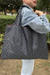 Coffee Trendy Checkered Pattern Large Portable Tote Bag
