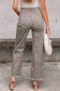 Rose Leopard Frayed Edge Wide Leg High Waist Jeans