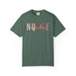 Nurse Injector Vibes Garment-Dyed T-Shirt — 'NURSE' Pastel Block & Script Design