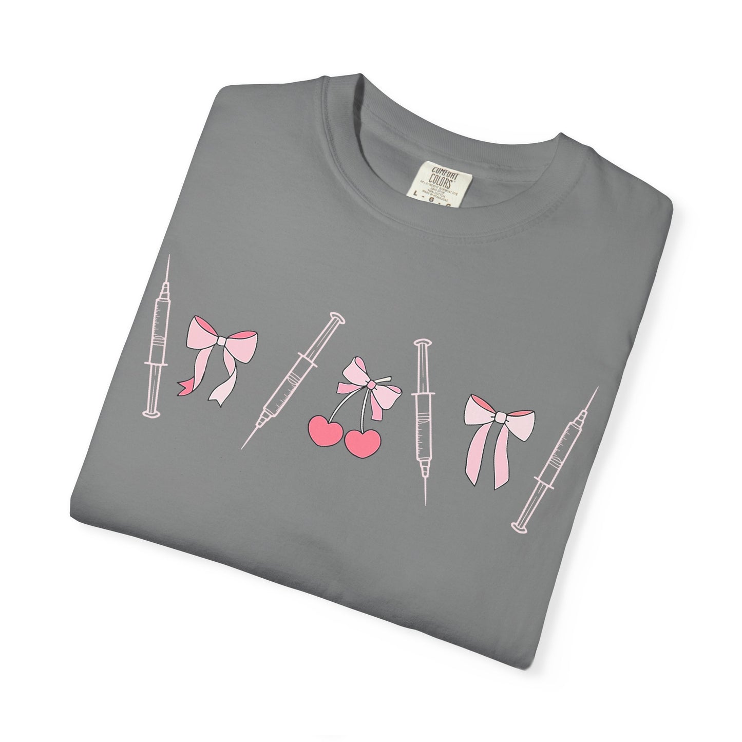 Injector & Cherry Design T-Shirt — Cute Pink Bows & Cherries Injector Tee