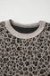 Khaki Jacquard Leopard Half Sleeve Jumper Wide Leg Pant Set