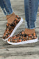 Coffee Rugby Allover Print Lace Up Detail Slip On Flat Shoes