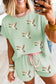 Clearly Aqua Sequin Mallard Print Ribbed 2pcs Casual Short Set
