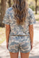Multicolour Camouflage Loose Tee Drawstring Shorts 2pcs Outfit
