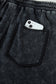 Black Mineral Wash Raw Seam Drawstring Elastic Waist Barrel Pants