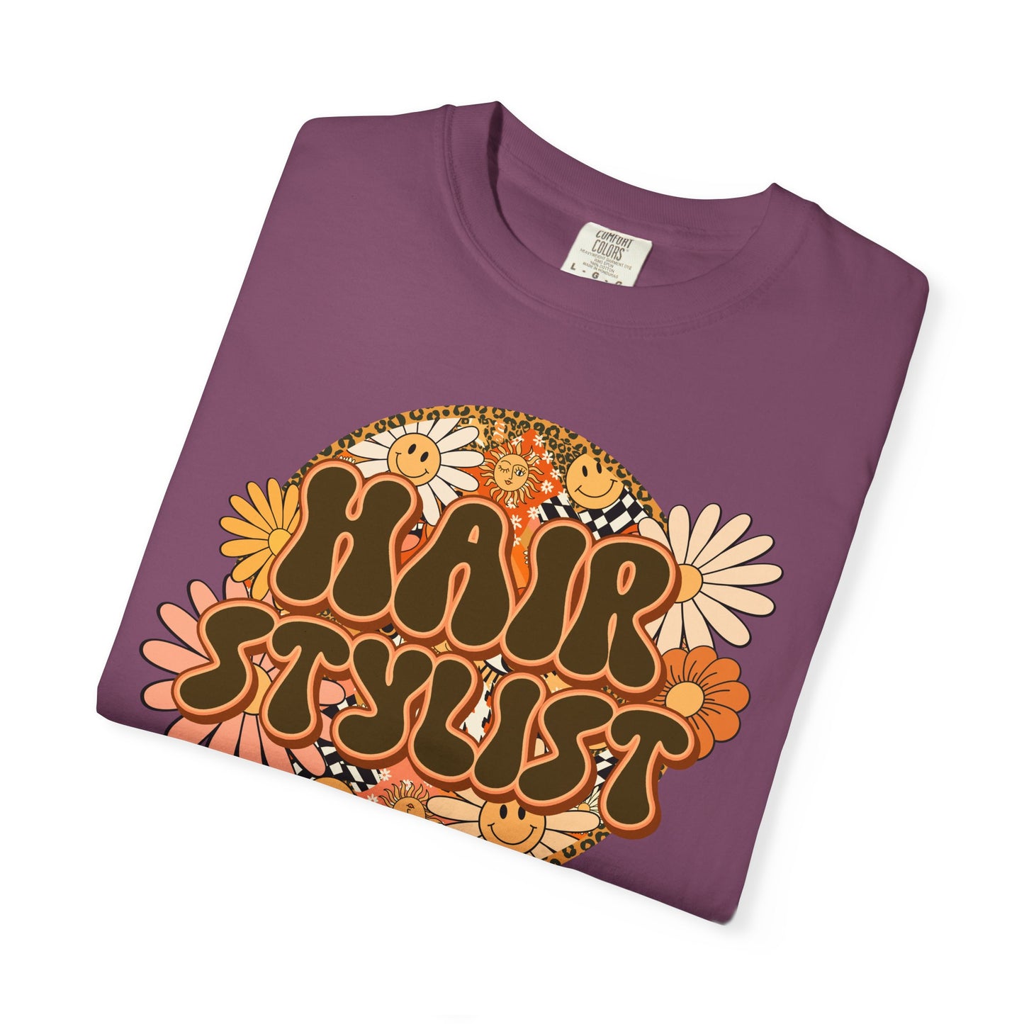Hair Stylist T-Shirt — Retro Floral ‘Hair Stylist’ Tee