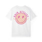 Hair Stylist Smiley T-Shirt — Pink Leopard Smiley Tee for Hairdressers