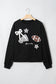 Racing Red Gingham Patch Embroidered Rugby Game Day Stars Sweatshirt