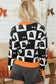 Black High Neck Drop Shoulder Geometric Print Sweater