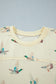 Beige Duck Print Short Sleeve Top Pocket Pants 2pcs Casual Set