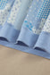Sky Blue Patchwork Floral Print Drop Shoulder Baggy Pullover Drawstring Shorts Set