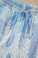 Sky Blue Patchwork Floral Print Drop Shoulder Baggy Pullover Drawstring Shorts Set