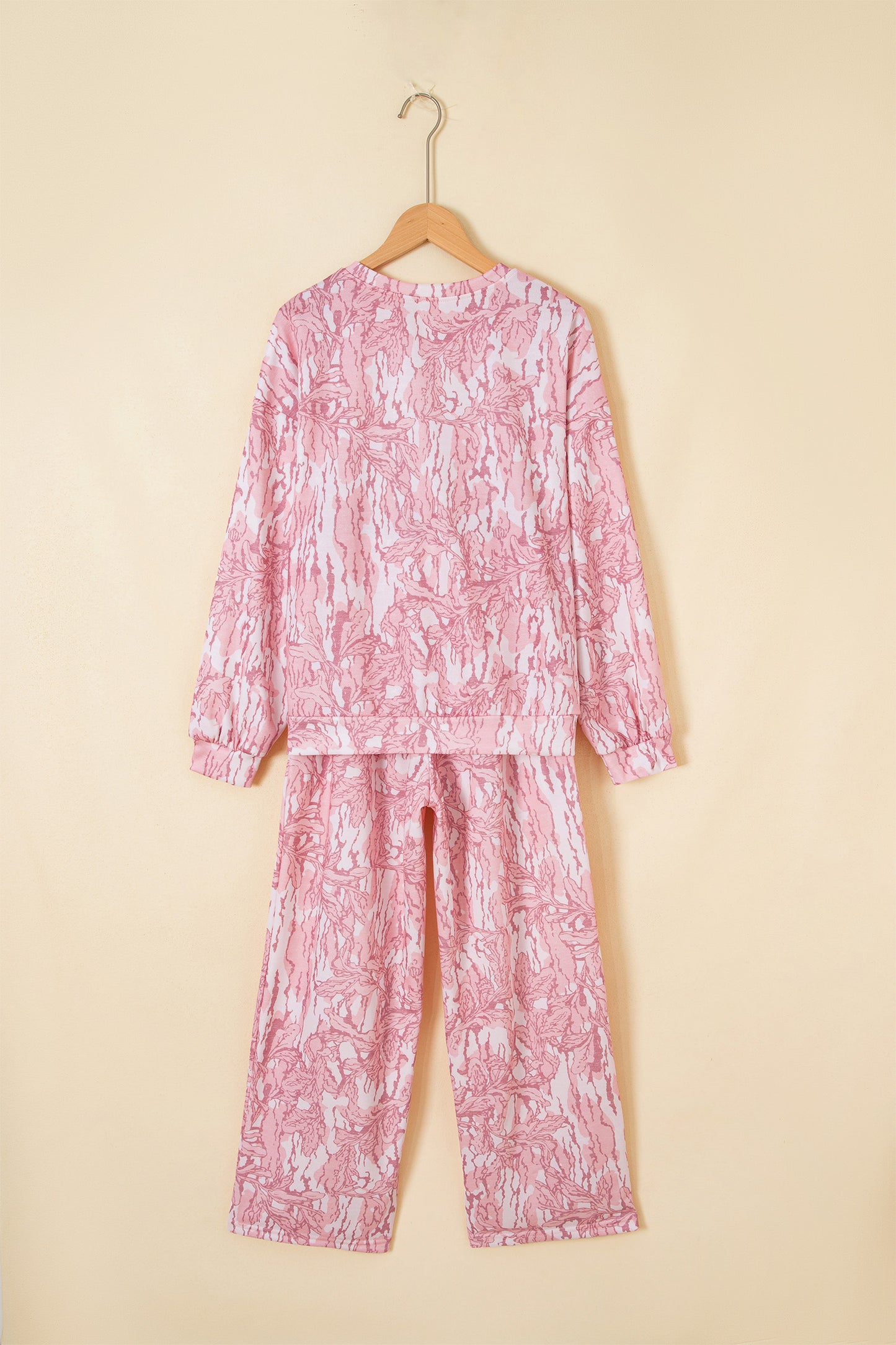 Multicolour Abstract Floral Print Loose Pullover Drawstring Pants 2pcs Set