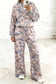 Multicolour Camouflage Print Long Sleeve Top Loose 2pcs Pants Set