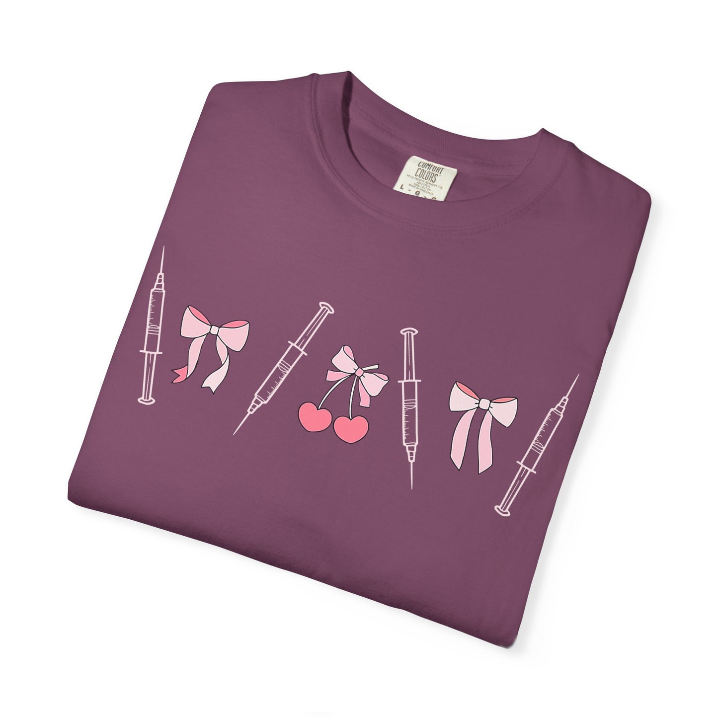 Injector & Cherry Design T-Shirt — Cute Pink Bows & Cherries Injector Tee