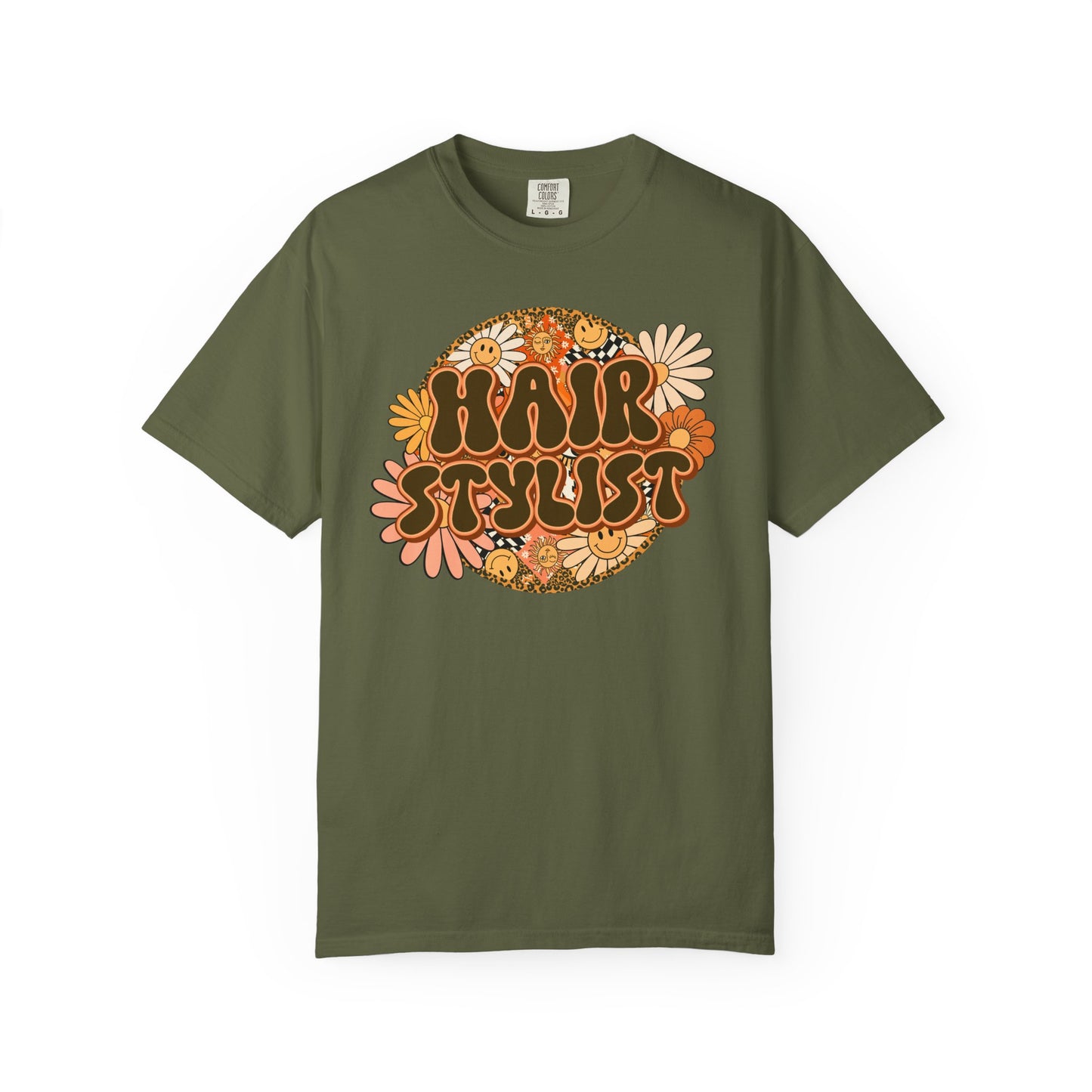 Hair Stylist T-Shirt — Retro Floral ‘Hair Stylist’ Tee