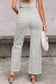 Rose Leopard Frayed Edge Wide Leg High Waist Jeans