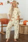 Beige Duck Print Short Sleeve Top Pocket Pants 2pcs Casual Set