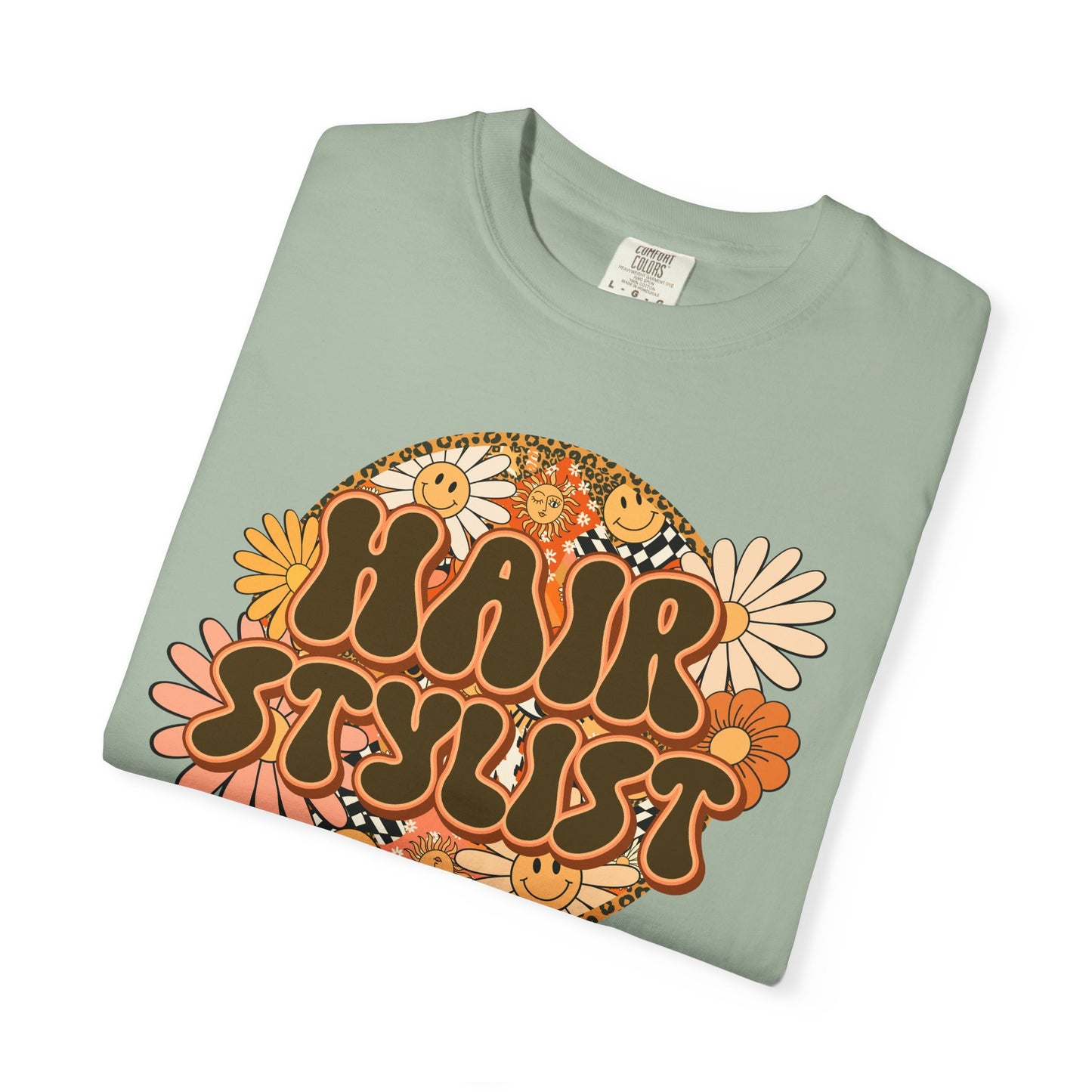 Hair Stylist T-Shirt — Retro Floral ‘Hair Stylist’ Tee