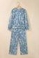 Multicolour Abstract Floral Print Loose Pullover Drawstring Pants 2pcs Set